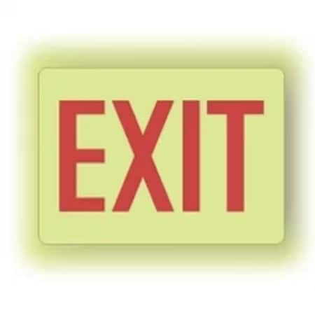 Accuform Exit Sign, Glow Adhesive Vinyl, 14 in W, 10 in H MADC501GH
